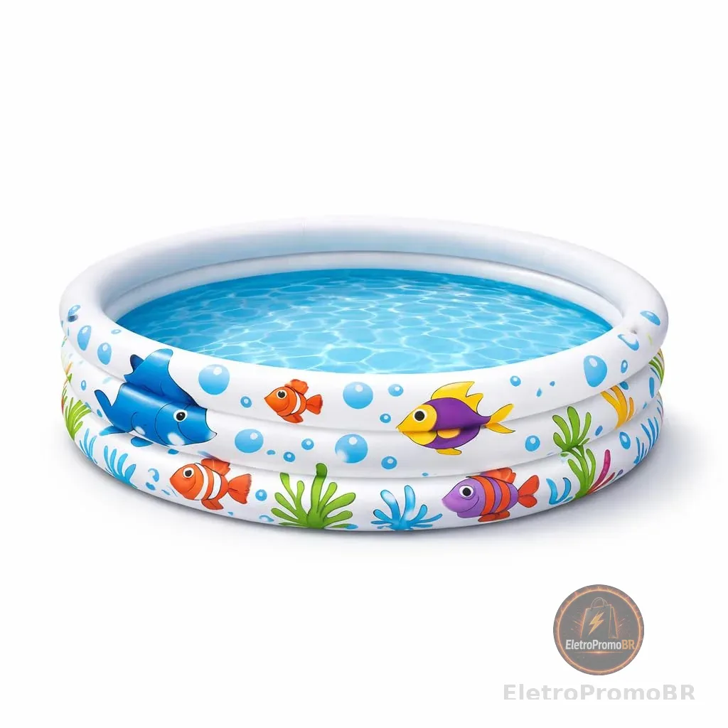 Piscina Inflável Infantil 180 Litros 107cm Redonda Portátil – Compacta, Fácil de Inflar, Ideal para Quintal, Jardim e Varanda