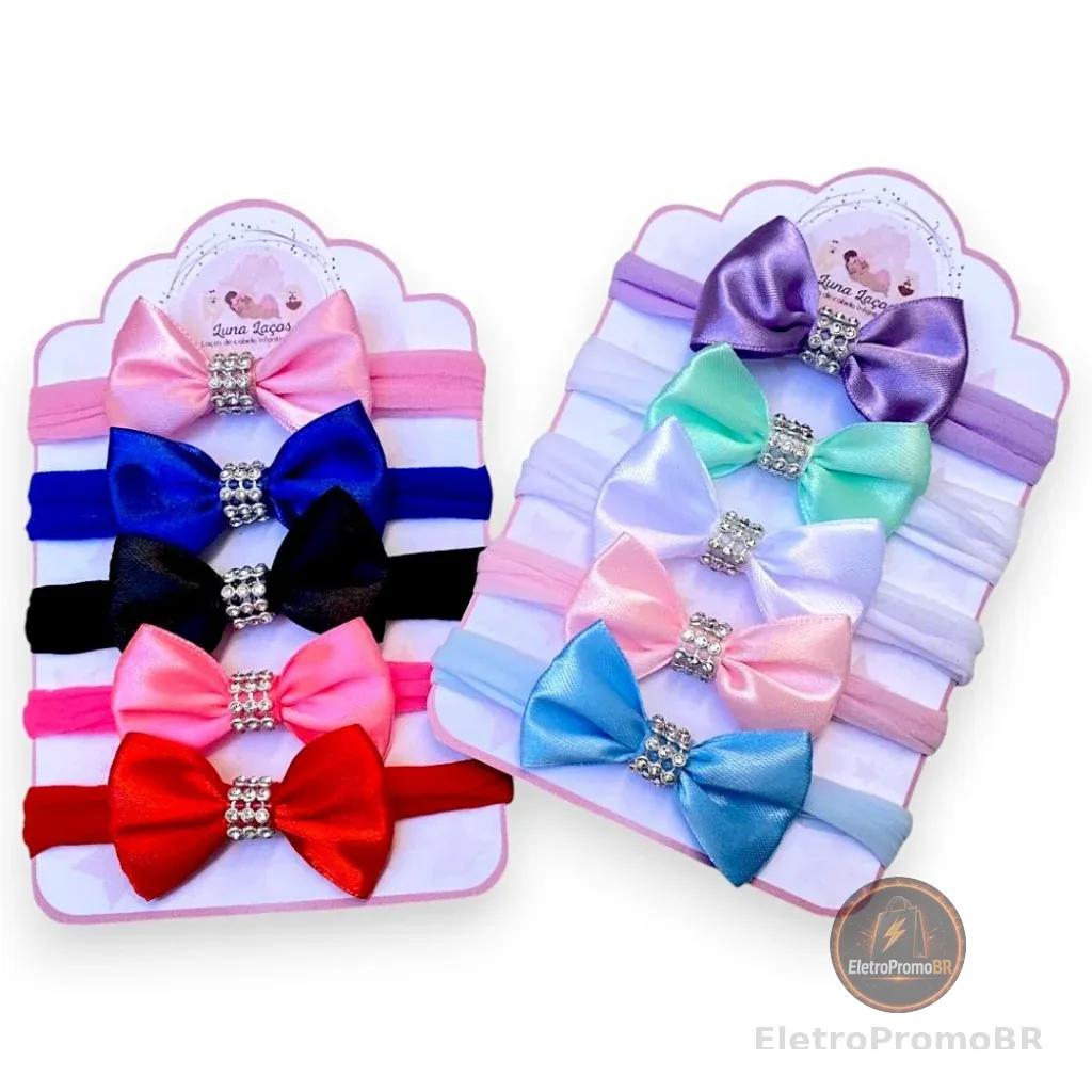Kit 10 Mini laços de bebê Lacinhos de Bebê Cetim laços de cabelo infantil Faixinha Tiarinha Rn