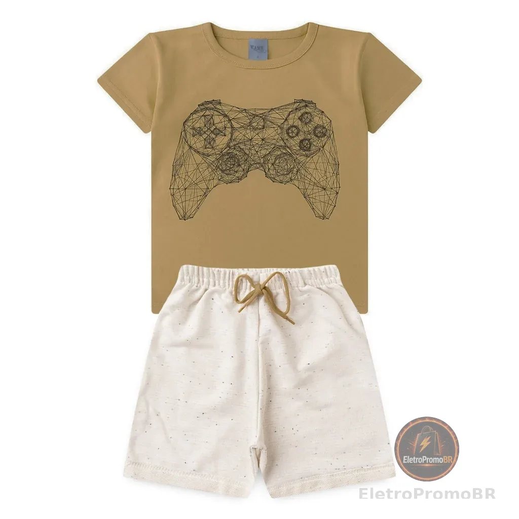 Conjunto Infantil Menino Roupa de Criança masculino Bermuda e Camiseta Atacado Verão L14