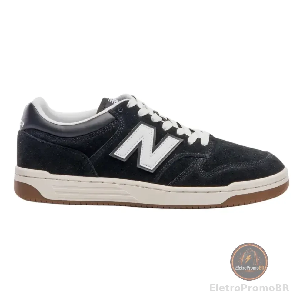 Tênis Masculino New Balance 480 Casual Confortável Original Preto/bege Geométrico 39 Br