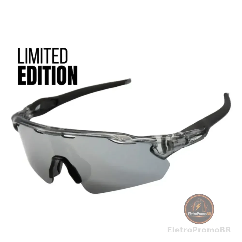 Óculos Esportivos Corrida Bike Pedal Cacife Brand Run Uv400 Lente Cinza Prata Espelhado Transparente