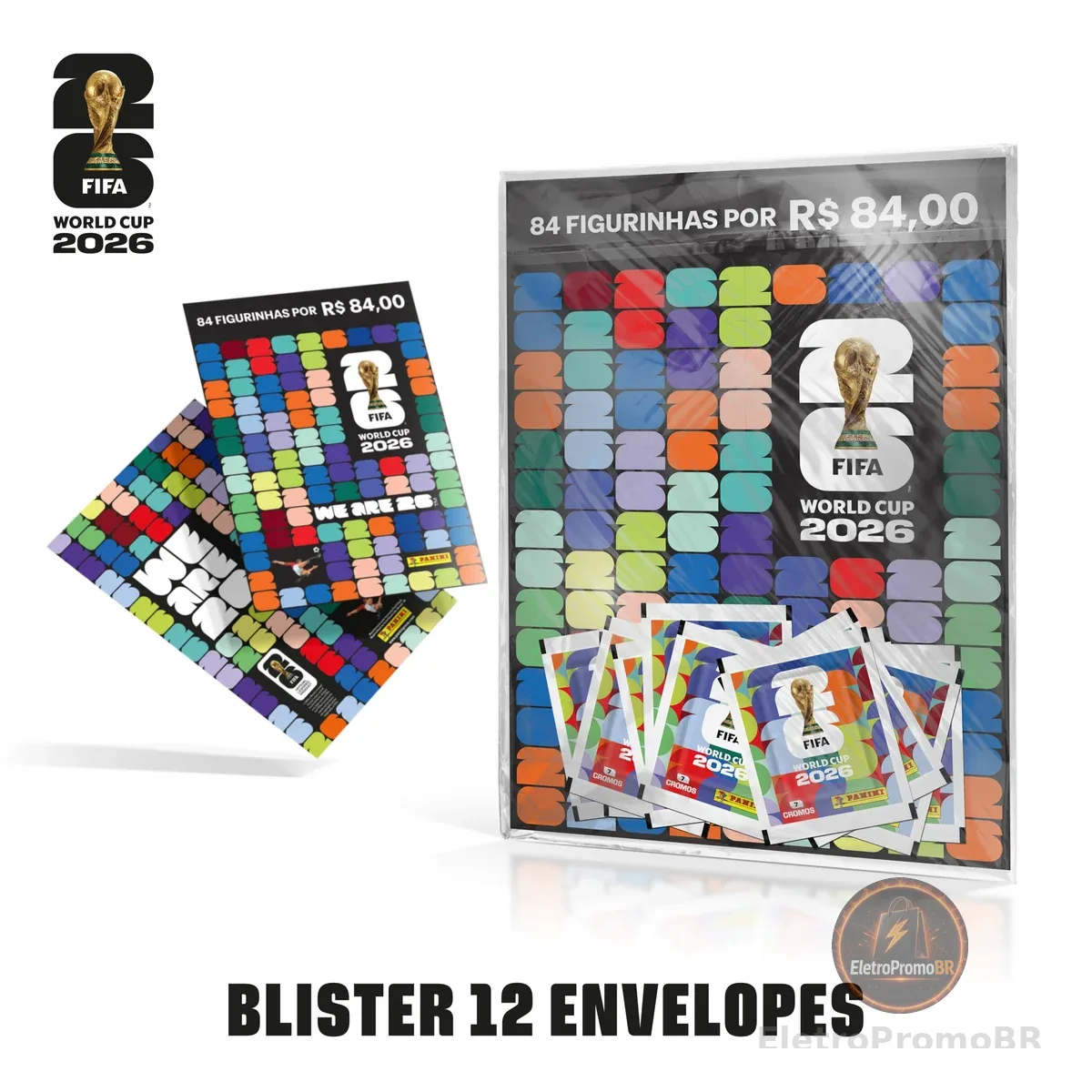 Kit 12 Envelopes de Figurinhas da Copa do Mundo da FIFA 2026™ + Cartela