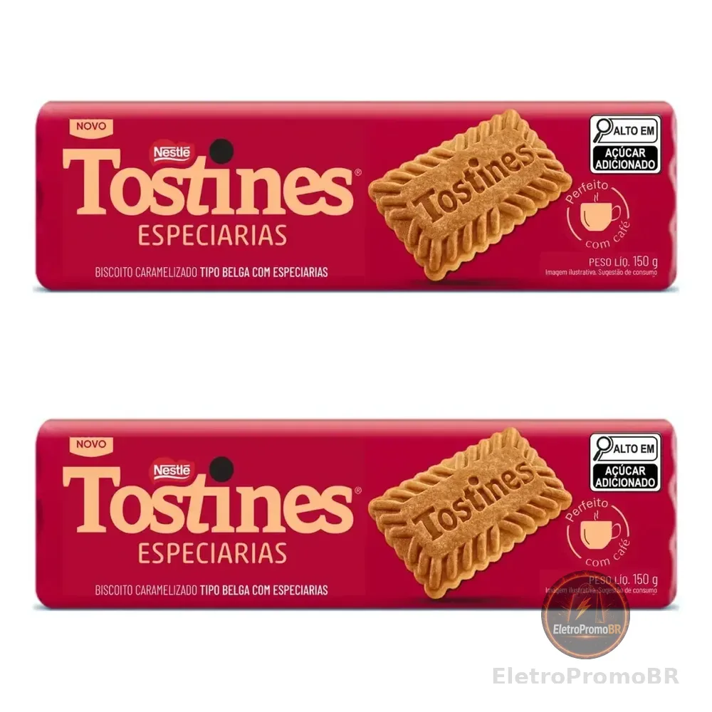 Biscoito Wafer Tostines Caramelizado Especiarias Kit 2x150g