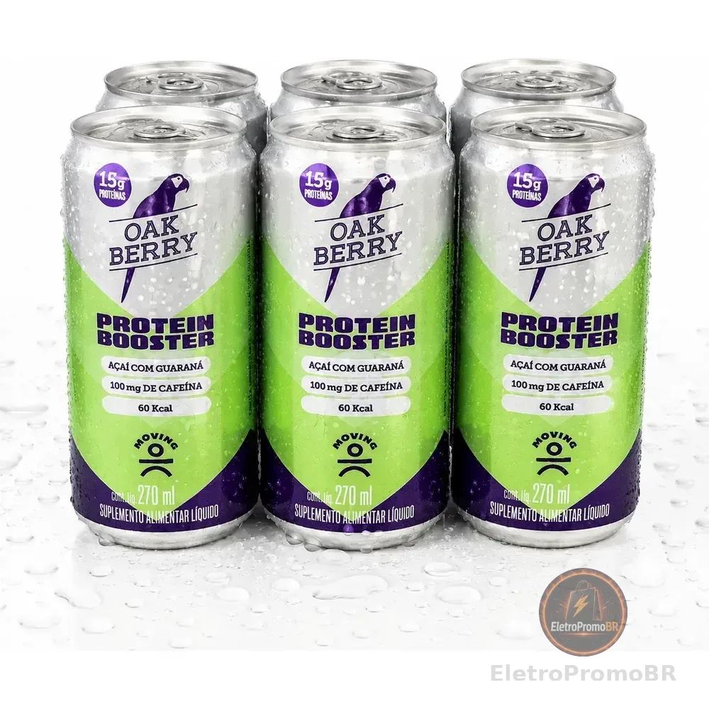 Moving Protein 15g Booster Proteínas + Cafeína Lata 6x270ml Açaí/guaraná