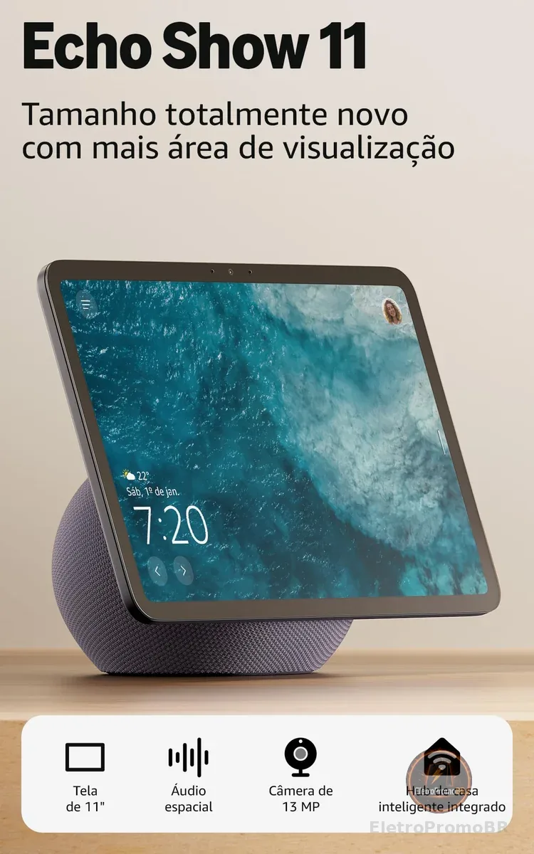 Amazon Echo Show 11 - Smart display Full HD de 11" redesenhado com mais área de visualização, áudio espacial e Alexa, Cor Grafite, com Acesso Antecipado à Alexa+