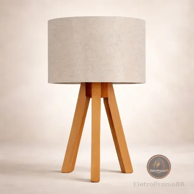 Abajur Luxo Sala Bancada Mesa Canto Cômoda Madeira Moderna