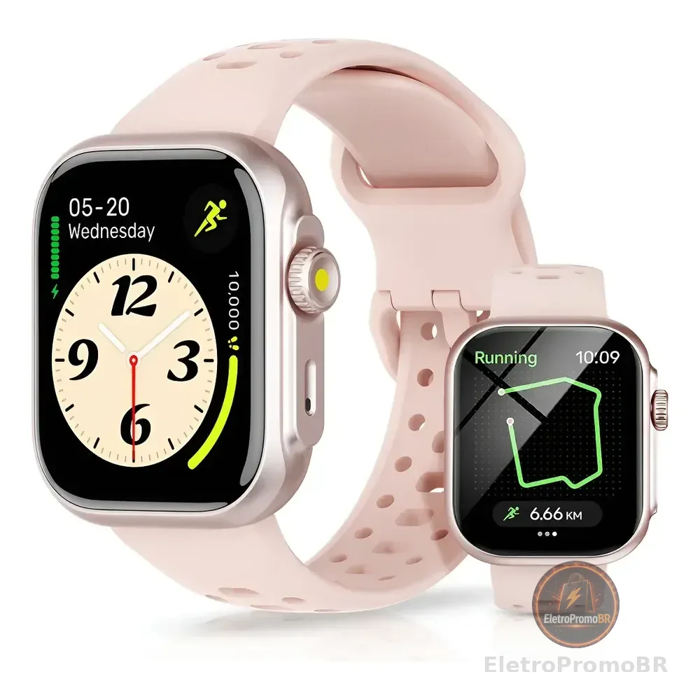 Relógio Smartwatch Bettdow Fb041 Esportivo Alexa E Gps 1.85 Rosa Preto