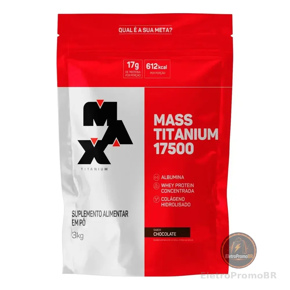 Hipercalórico Mass Titanium 17500 3kg - Max Titanium Sabor Chocolate