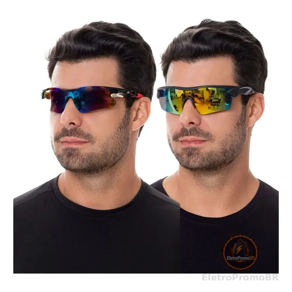 Kit 2 Óculos Proteção Anti-uv 400 Unissex Corrida Esportivo Zion Preto Com Cinza Lente Colorida/track Preto Com Vermelho Lente Azulada