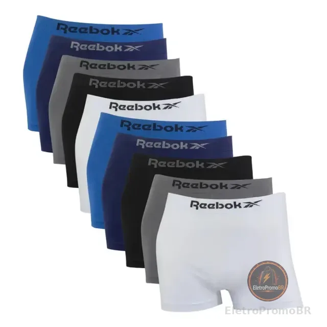 Kit 10 Cuecas Reebok Boxer Classic Microfibra Sortido