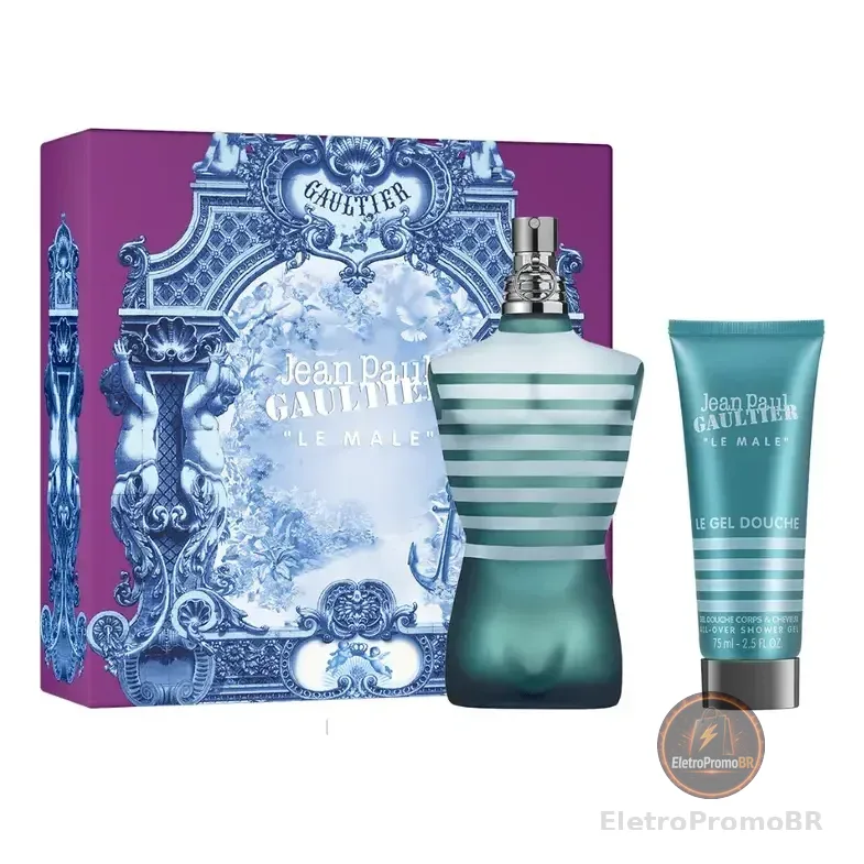 Conjunto De Perfume Jean Paul Gaultier Le Male Edt 75 Ml + Gel De Banho 75 Ml Fd25 Edt 75 Ml Para Homens