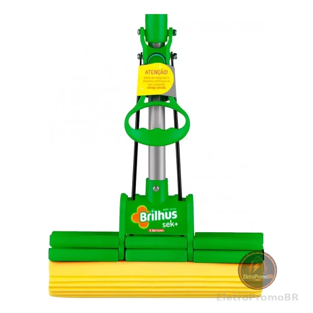 Mop Sek+ Brilhus Esponja De Alta Absorção E Cabo Retrátil Bettanin Verde