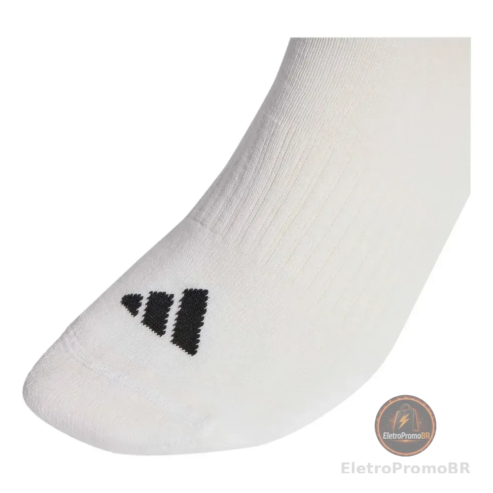 adidas Três Pares Unissex Kc9641 Meia Sportwear 3 Listras Pr Branco Lisa G