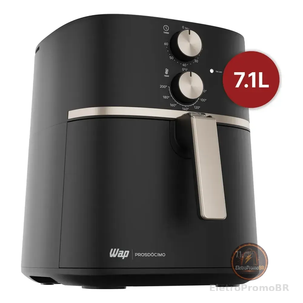 Fritadeira Elétrica Air Fryer Wap Mega Family 7,1 Litros Antiaderente 1700w Preto, Cinza E Champagne 127v