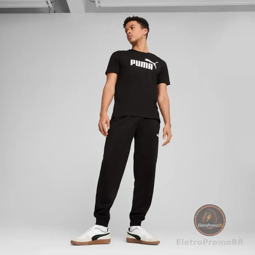 Camiseta Masculina Ess Logo Tee  Puma Puma Black Lisa P