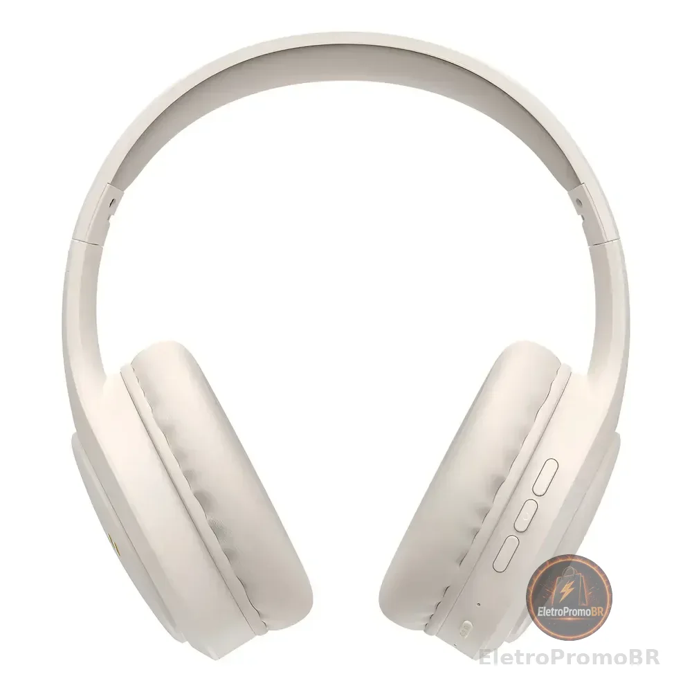 Fone De Ouvido Headphone Dapon H02d Bluetooth 5.1 Over-ear 22 Horas De Bateria Bege