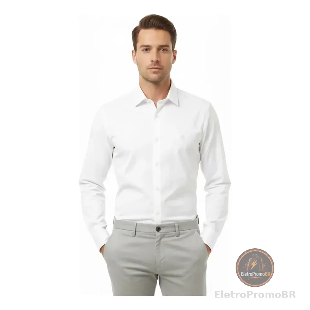 Camisa Masculina Slim Fit Polo Wear Branco G