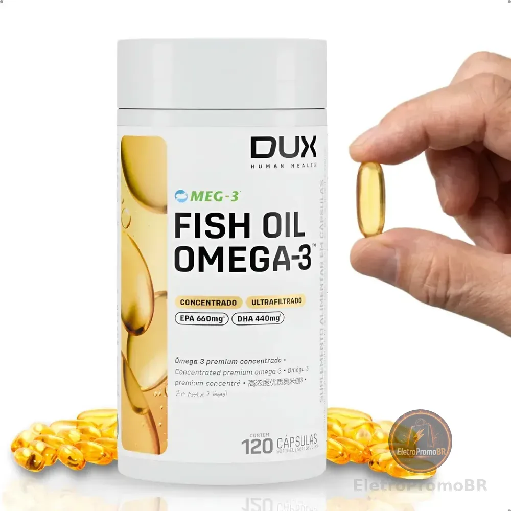 Fish Oil Omega 3 Dux Concentrado 120 Caps Bom Para Memória Sem Sabor