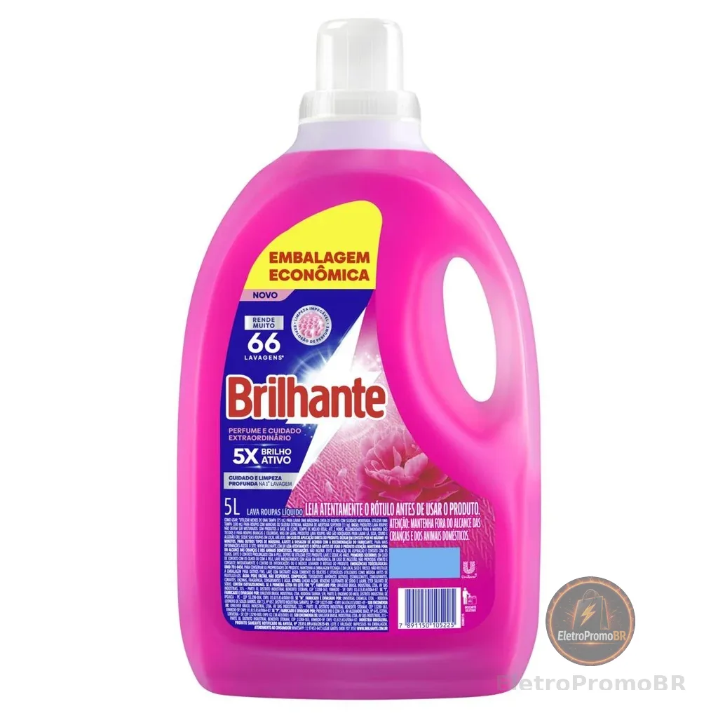 Lava-Roupas Líquido Brilhante Perfume e Cuidado Extraordinário Galão 5l Embalagem Econômica
