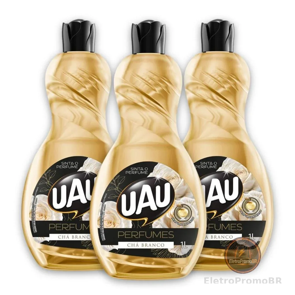 Kit 3un Limpador 1L UAU Perfume Chá Branco