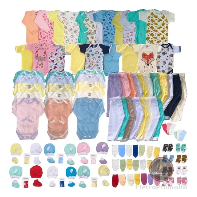 Kit 15 Peças Roupas Bebê Body Calça Touca Enxoval Completo