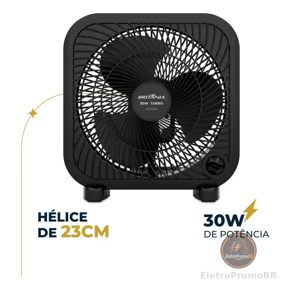 Ventilador De Mesa Britânia Bca25a Com 3 Velocidades E Diâmetro De 23 Cm 60hz Preto 127v Plástico