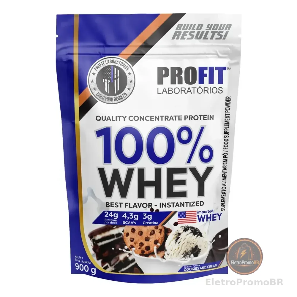 100% Whey - Isolado E Concentrado Refil 900g - Profit Sabor Cookies And Cream