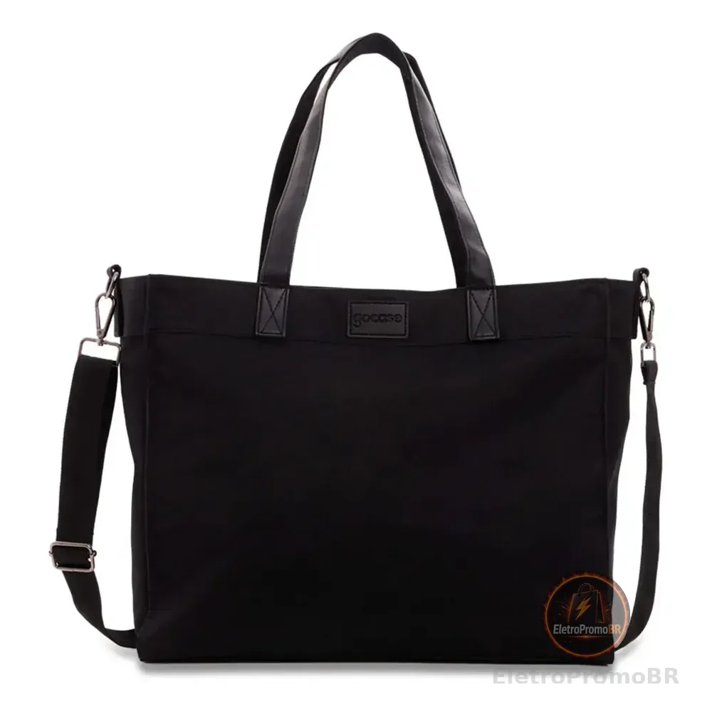 Bolsa Tote Daily Clear Gocase - Leve, Moderna E Minimalista Cor Preto Liso Níquel