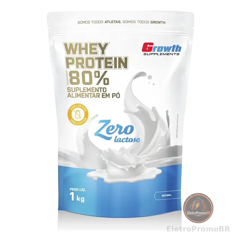 Whey Protein Concentrado Zero Lactose 1kg Growth Supplements Natural