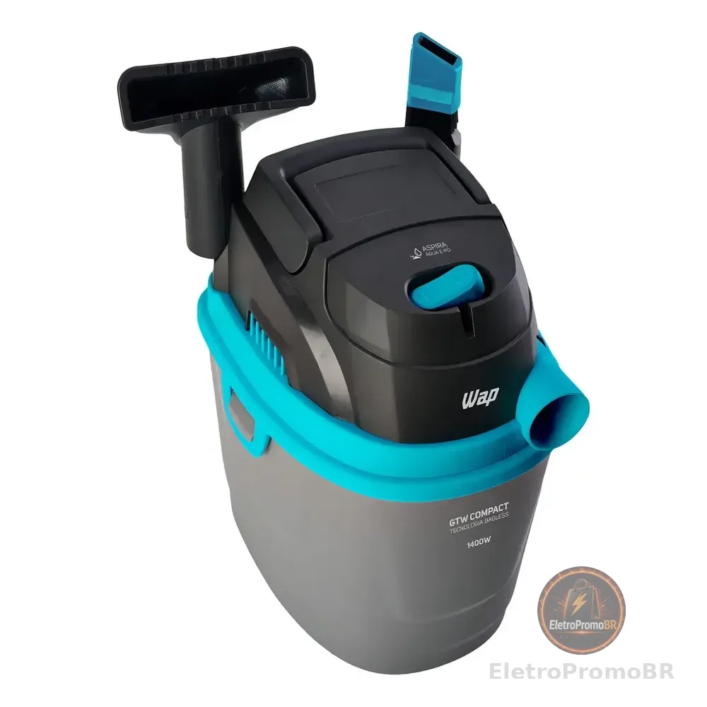 Aspirador De Água E Pó Portátil Wap Gtw Compact 1400w Cinza/azul/preto 220v