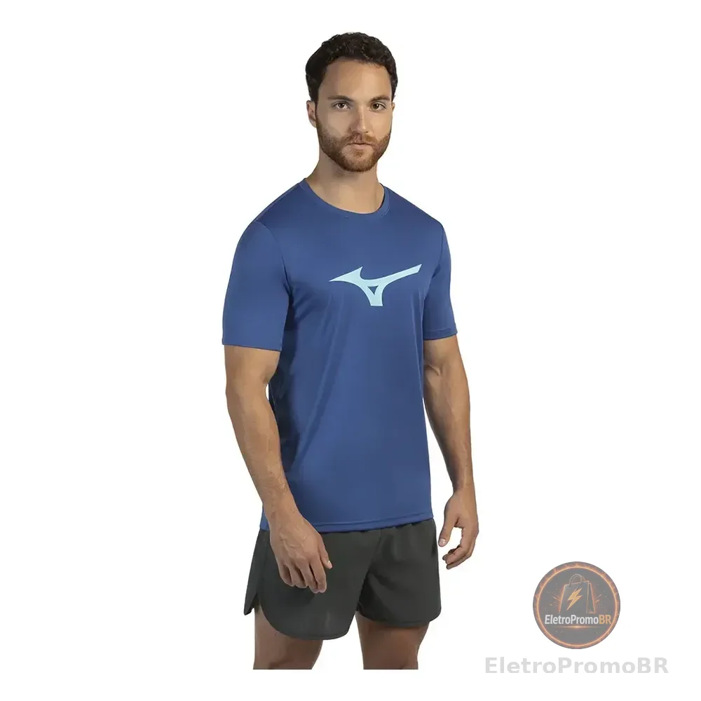 Camiseta Masculina Run Spark Mizuno Azul Liso Gg Lisa