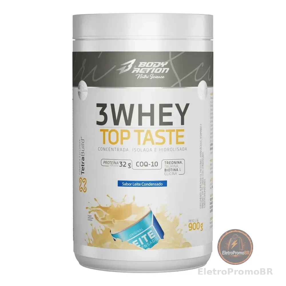 Whey 3w Top Taste 900g (concentrado-iso-hidro) - Bodyaction Sabor Leite Condensado