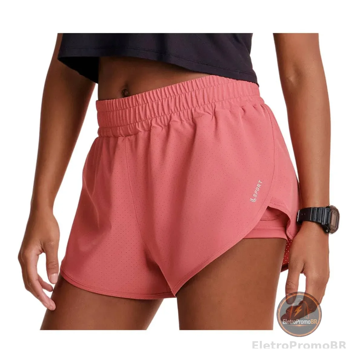 Short Lupo 77261 Feminino Duplo Running Bolso Esportes Corrida Treinos Cross Conforto Zumba Dança Fitness