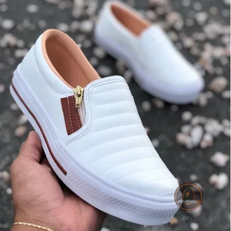 Tênis Sapatênis Sapatilha feminino Slip On Zíp casual Leve e confortável envio imediato