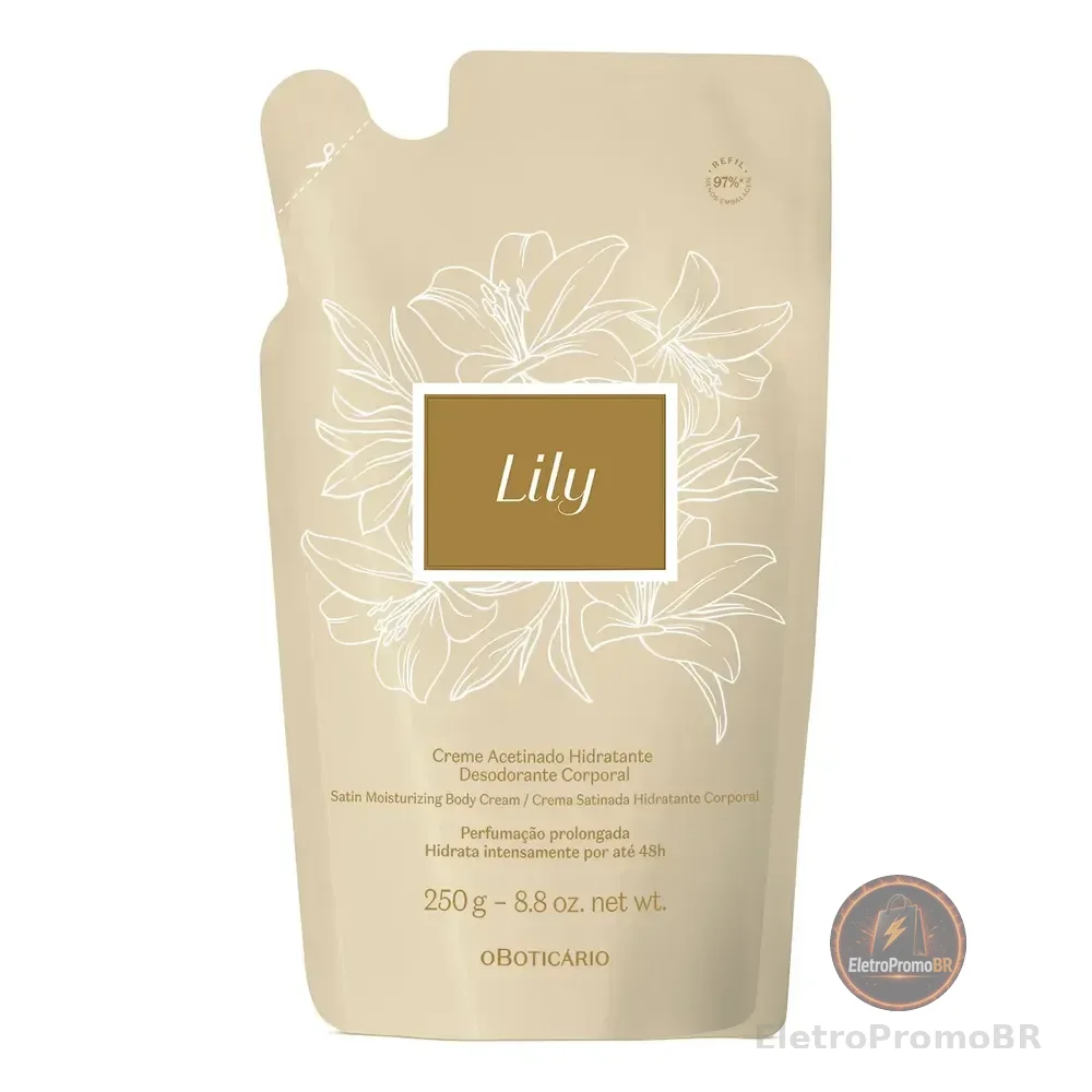 Refil Creme Acetinado Hidratante Desodorante Corporal Lily 2