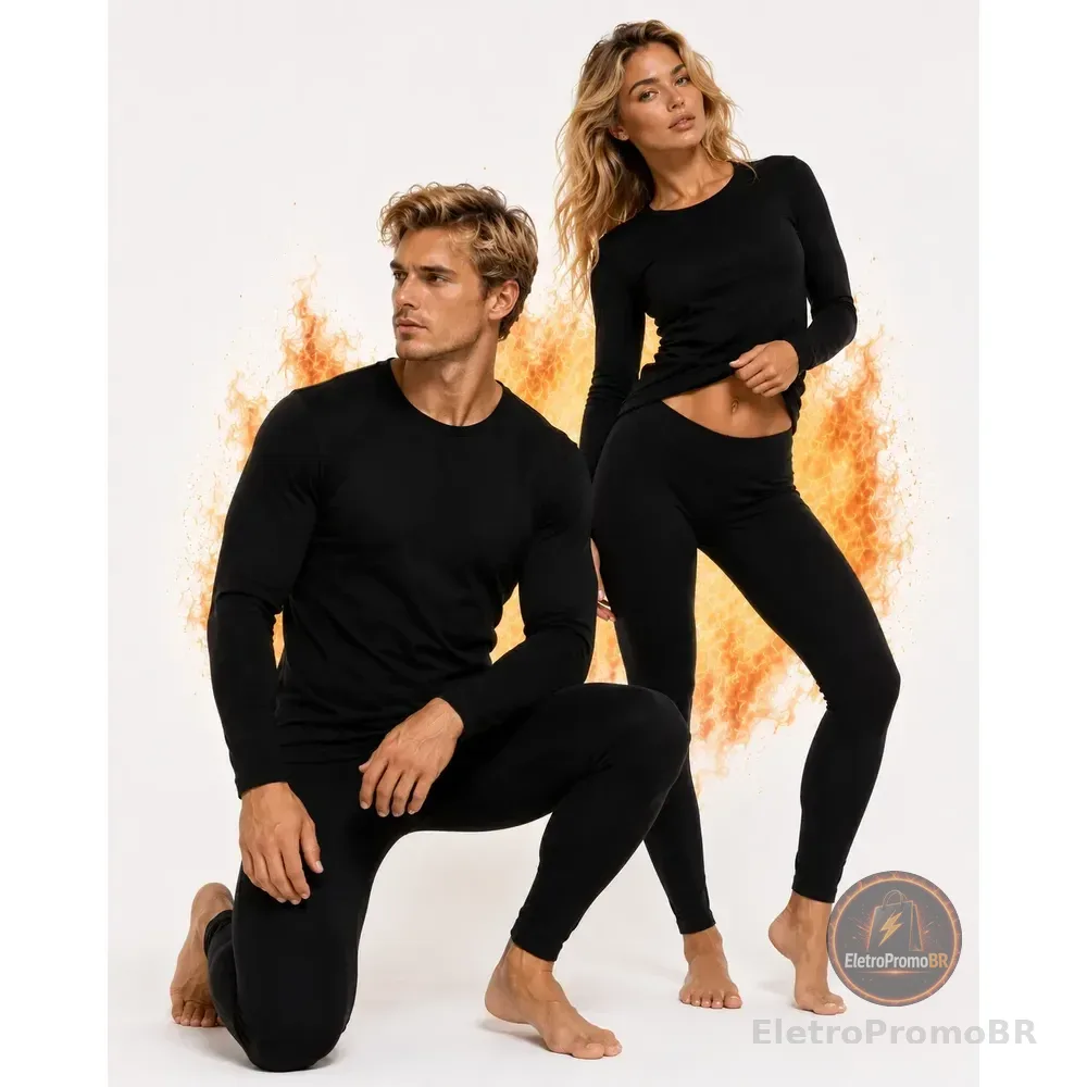 Conjunto Segunda Pele Térmica Flanelado Frio Intenso Preto Feminino Preto Único