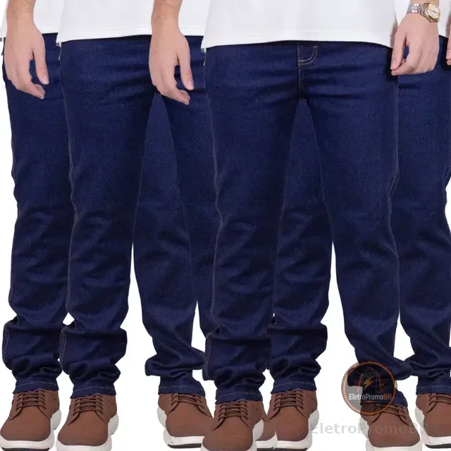 Kit Com 4 Calças Jeans Masculina Lycra Elastano Reforçada