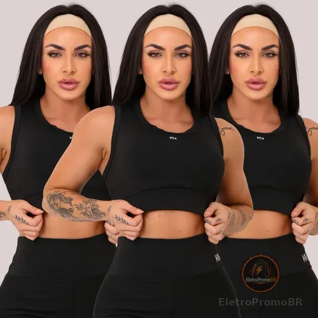 Kit 3 Tops Esportivos Alta Sustentação Fitness Koenig