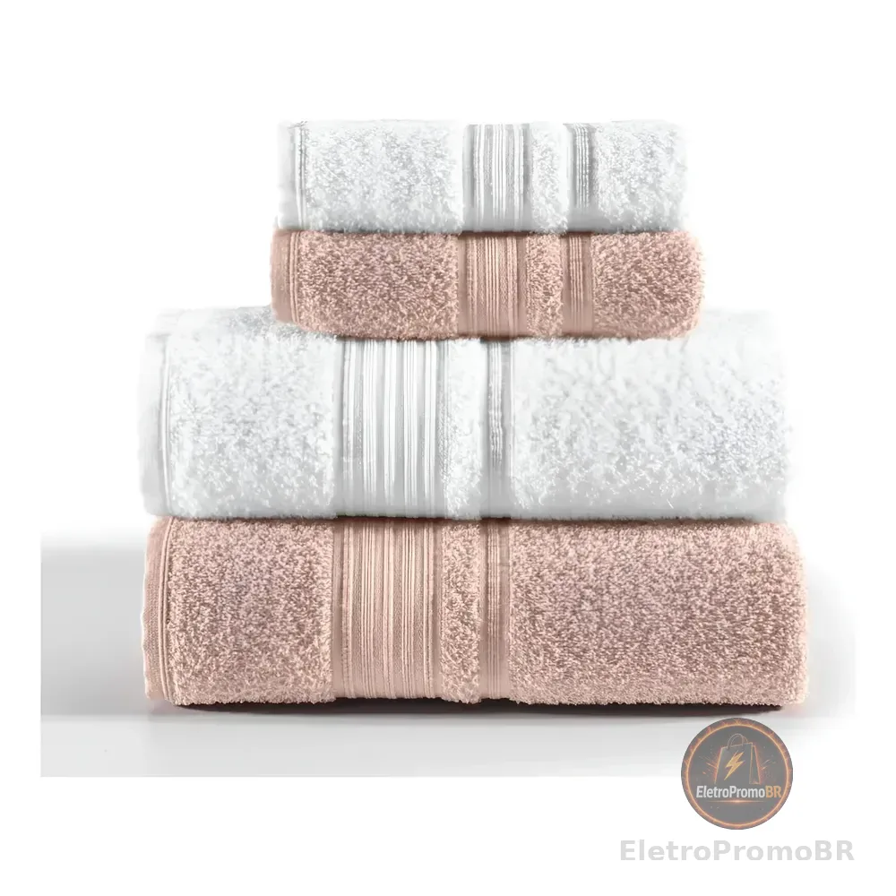Jogo De Toalhas Altenburg Tóquio Banho 4 Branco E Rosa Delicacy Liso