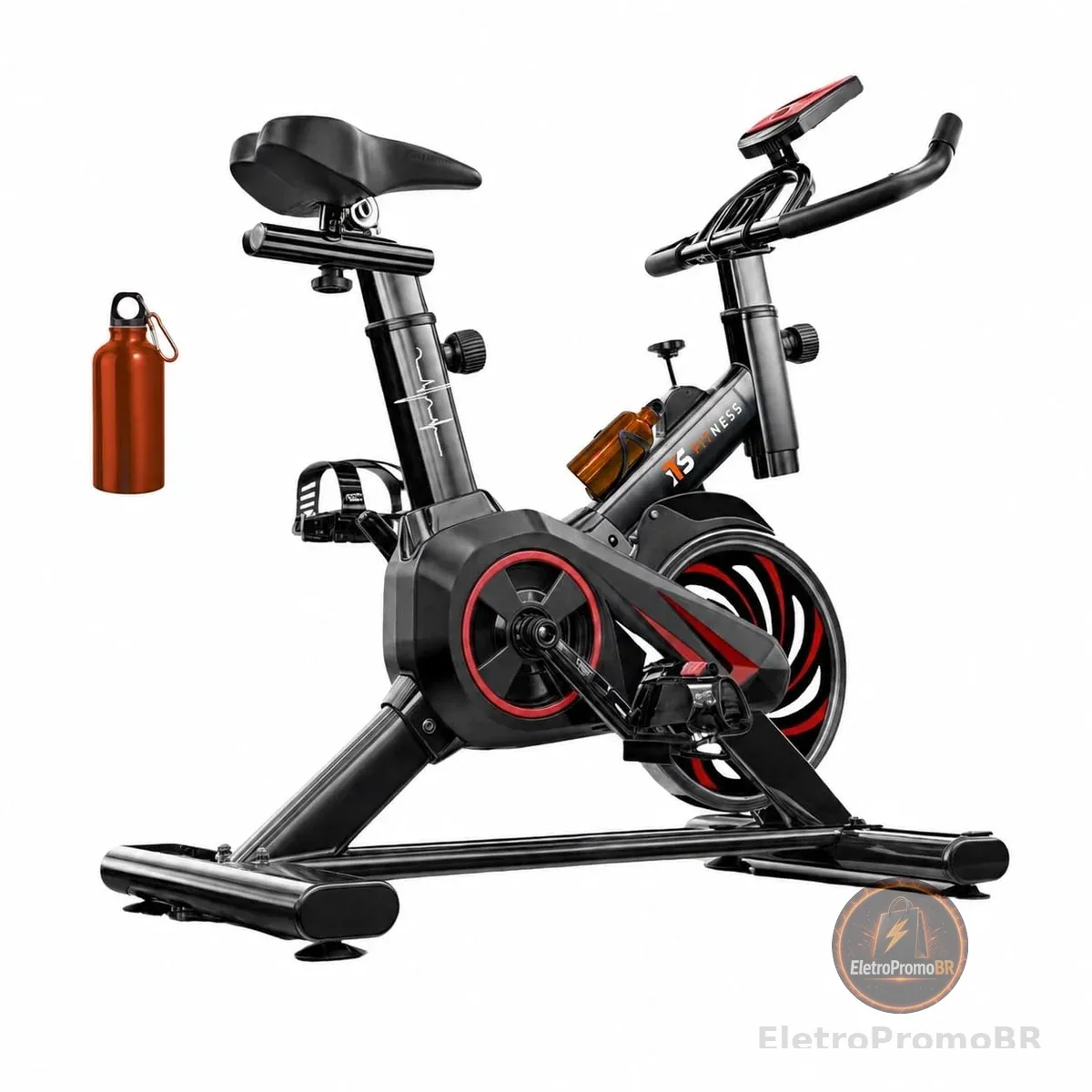 Bicicleta Ergométrica Fitness Para Cardio E Musculação Academia Com Base Cor Preto E Vermelho Marca Its 8kg Inercia