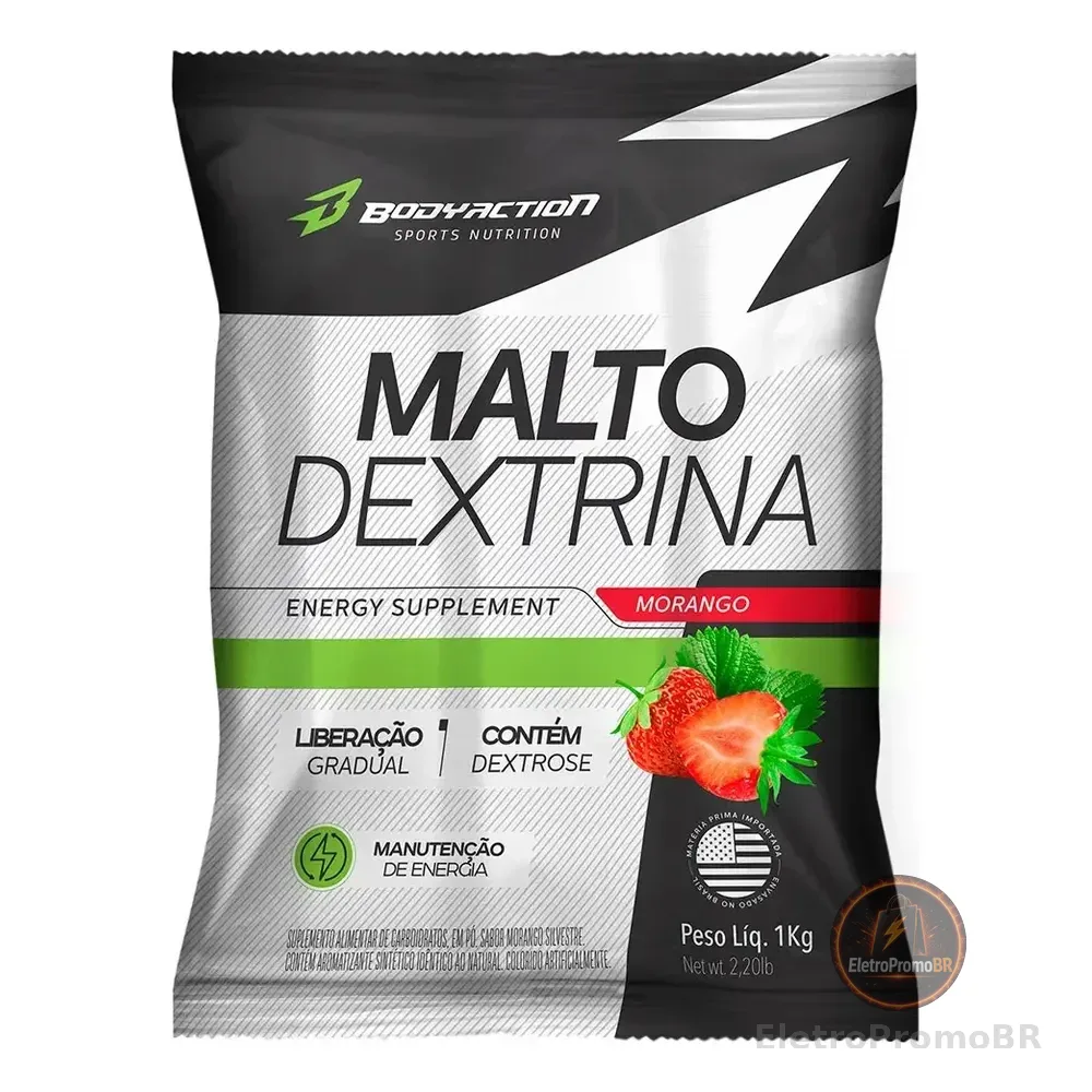 Maltodextrina 1kg - Bodyaction Sabor Morango