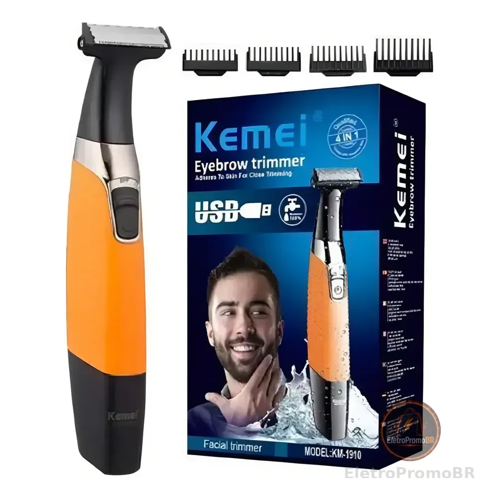 Kemei Barbeador Km-1910 Laranja 127/220v