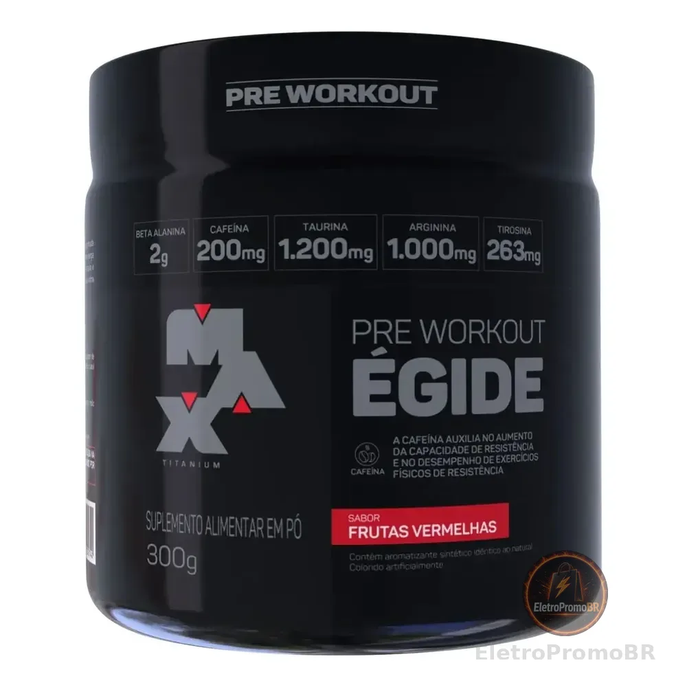 Pre Treino Égide 300g Max Titanium Sabor Frutas Vermelhas Suplemento Alimentar Em Pó