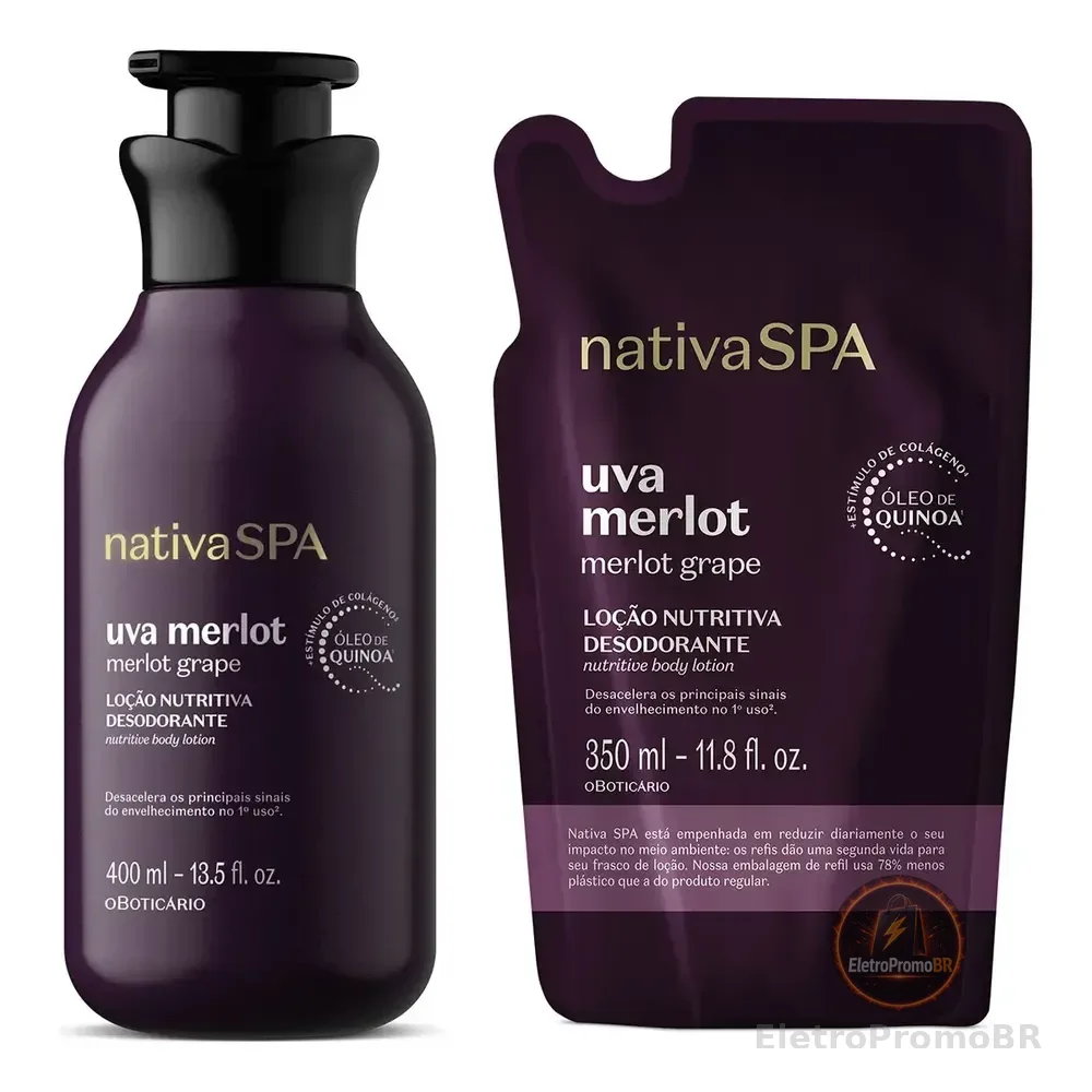 Combo Nativa Spa Uva Merlot: Loção Corporal 400ml + Refil 35