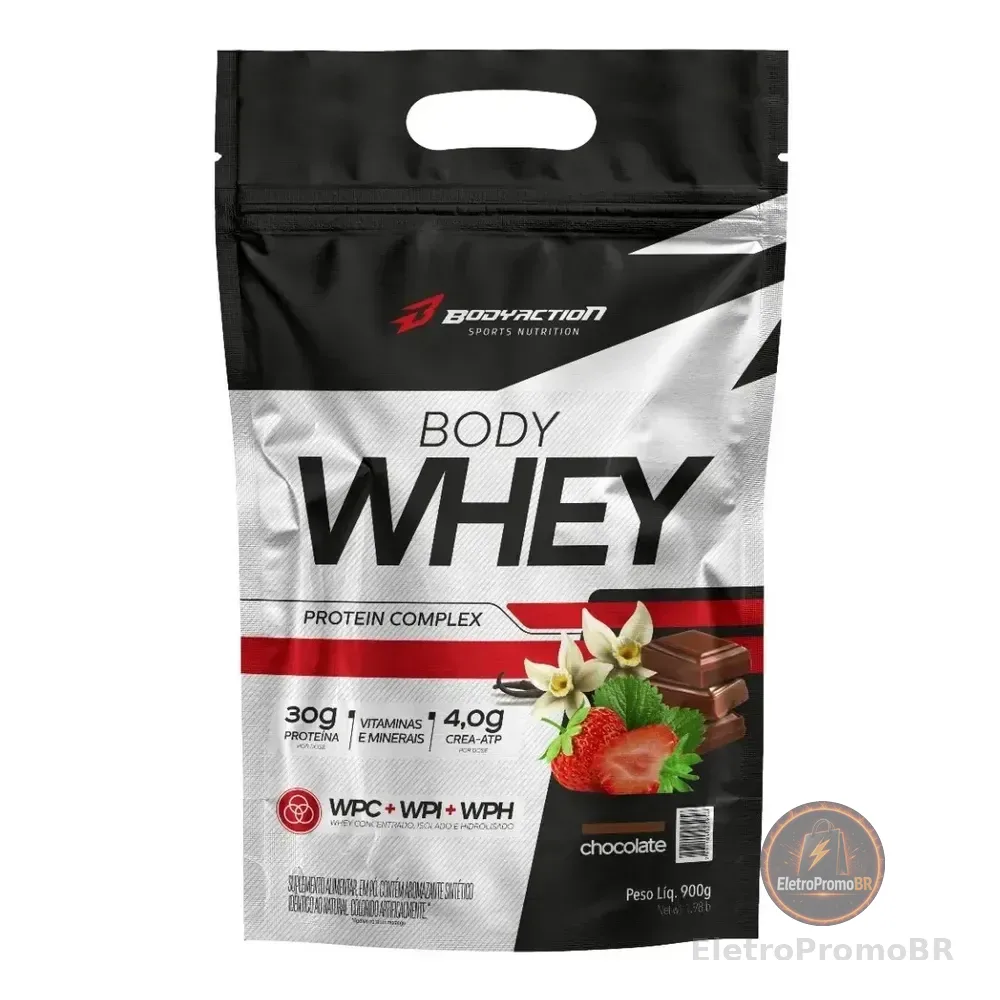 Bodyaction Body Whey Protein Isolado Concentrado Hidrolisado 900g Sabor Chocolate