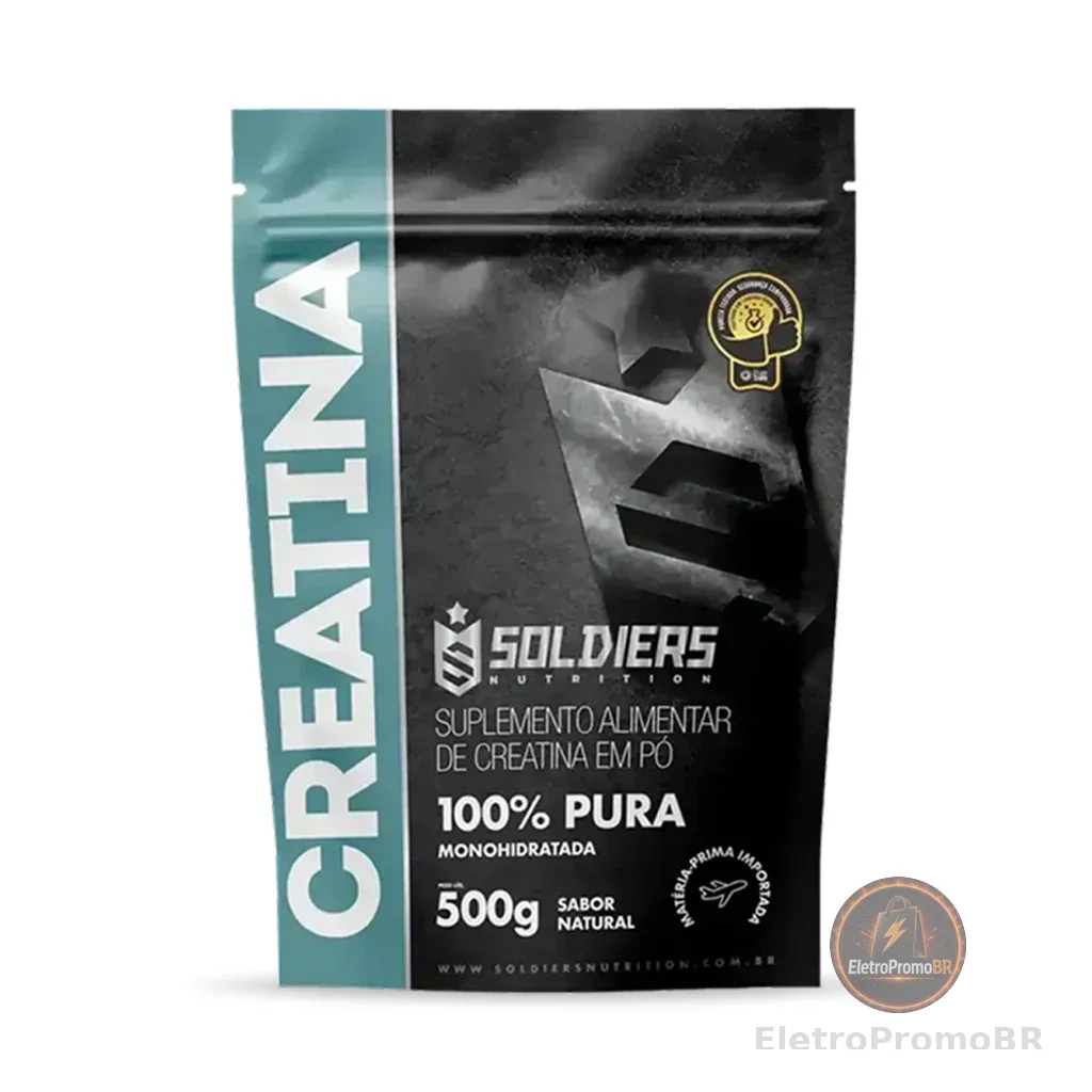 Creatina Monohidratada 500g 100% Pura Importada Soldiers Nutrition Suplemento Performance Muscular Força