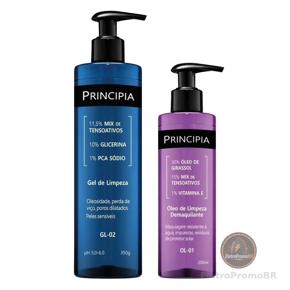 Principia Kit Limpeza Profunda Todos os tipos de pele Gel de limpeza GL-02 + Oleo de Limpeza OL-01
