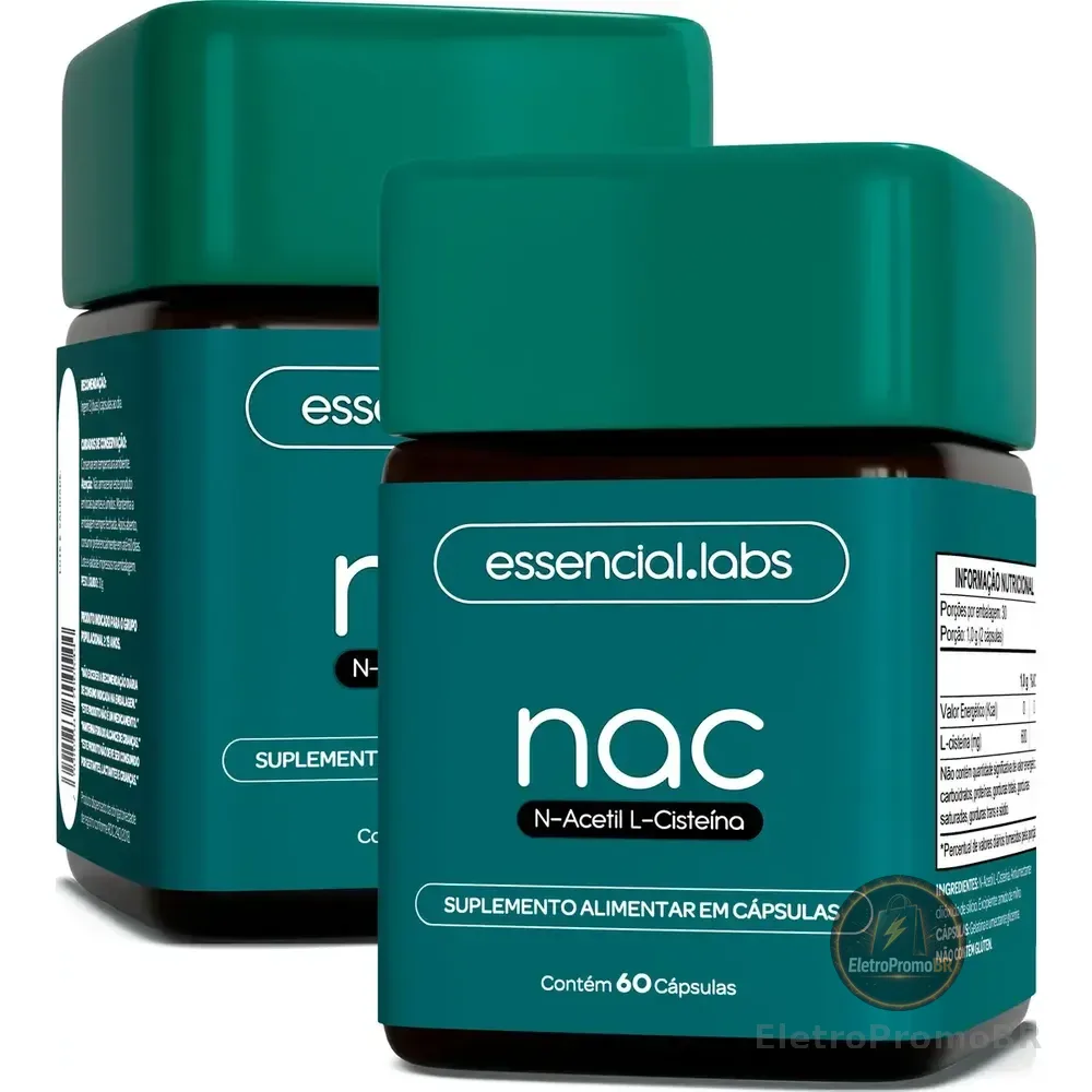 02 Potes Do Nac Acetilcisteina 600mg - Máxima Concetranção E Pureza - 120 Cápsulas Sem Sabor