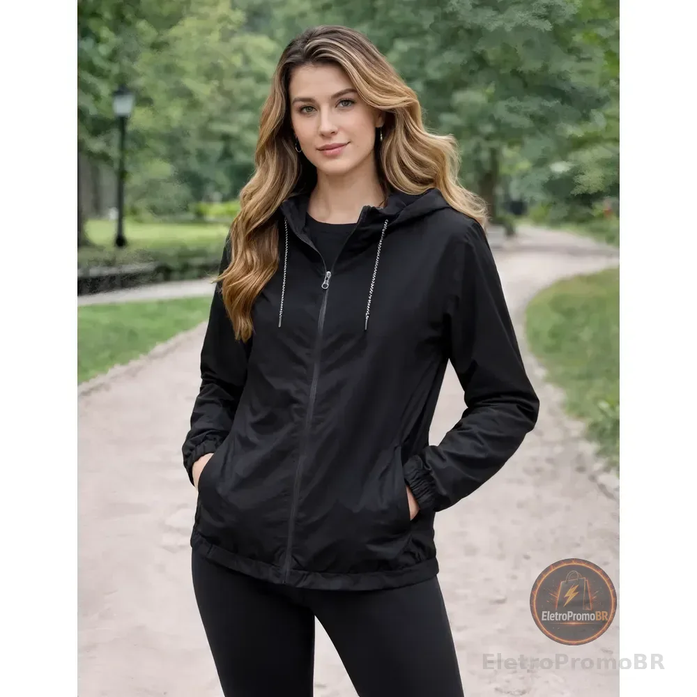 Jaqueta Feminina Alta Performance Leve Treino Academia 2026 Preto M
