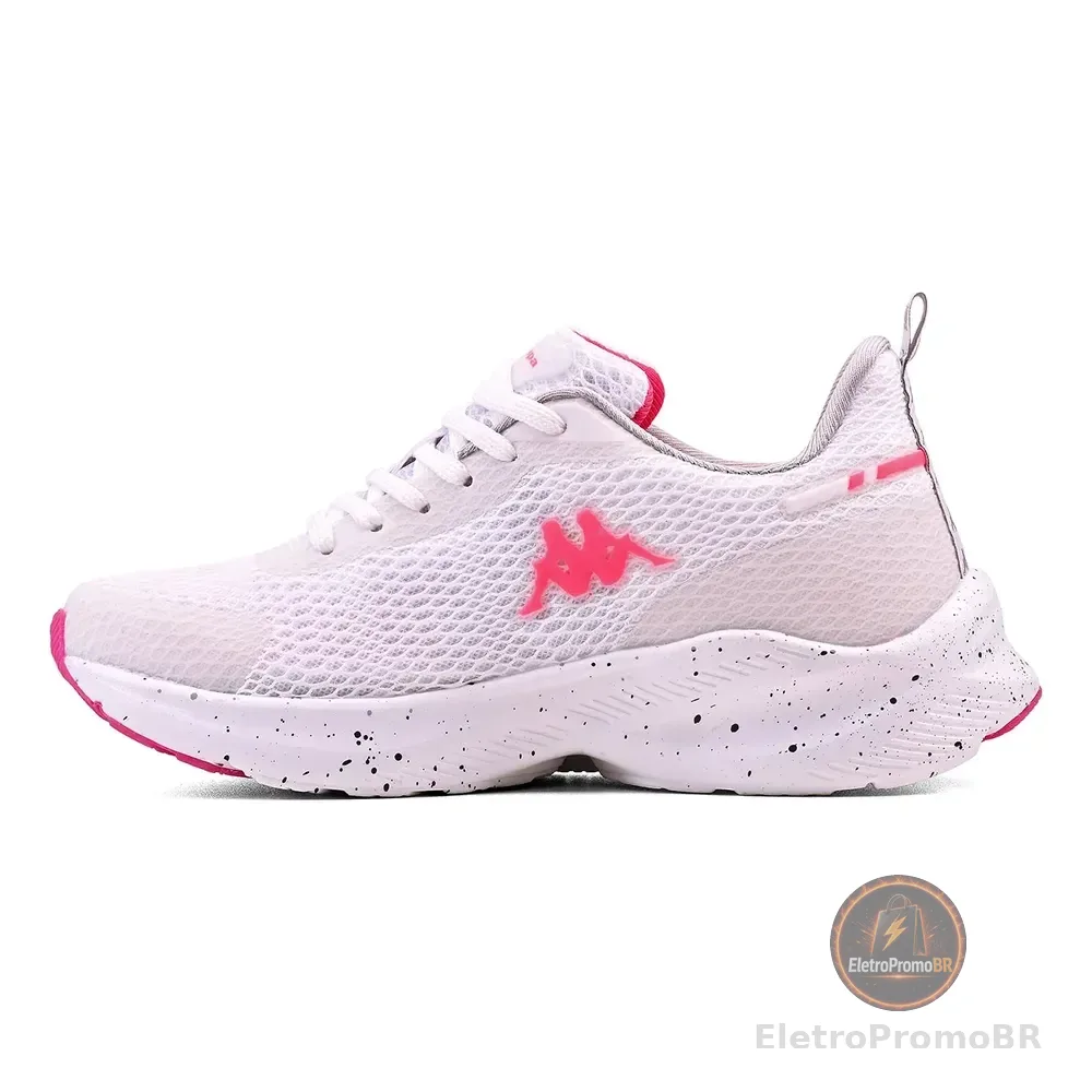 Tênis Kappa Sparta Unissex Original Confortável  Caminhada Branco-rosa 38 Br